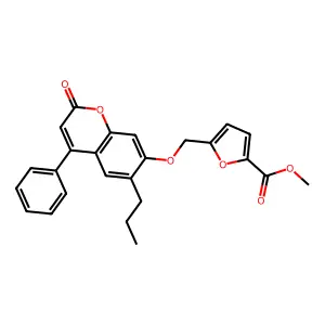 methyl 5-{[(2-oxo-4-phenyl-6-propyl-2H-chromen-7-yl)oxy]methyl}-2-furoate structure