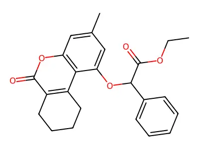ethyl [(3-methyl-6-oxo-7,8,9,10-tetrahydro-6H-benzo[c]chromen-1-yl)oxy](phenyl)acetate structure