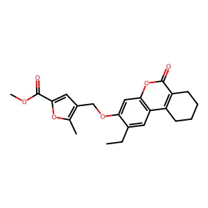 methyl 4-[(2-ethyl-6-oxo-7,8,9,10-tetrahydrobenzo[c]chromen-3-yl)oxymethyl]-5-methylfuran-2-carboxylate structure