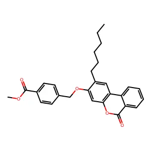 methyl 4-{[(2-hexyl-6-oxo-6H-benzo[c]chromen-3-yl)oxy]methyl}benzoate structure