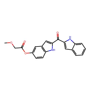 acetic acid, methoxy-, 2-(1H-indol-2-ylcarbonyl)-1H-indol-5-yl ester structure