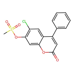 6-chloro-2-oxo-4-phenyl-2H-chromen-7-yl methanesulfonate structure