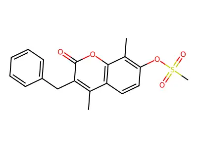3-benzyl-4,8-dimethyl-2-oxo-2H-chromen-7-yl methanesulfonate structure