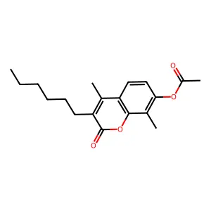 3-hexyl-4,8-dimethyl-2-oxo-2H-chromen-7-yl acetate structure