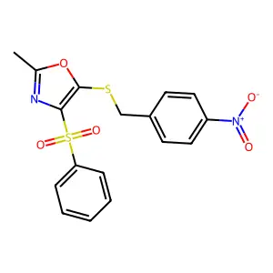 2-Methyl-5-[(4-nitrobenzyl)sulfanyl]-4-(phenylsulfonyl)-1,3-oxazole structure