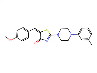 (5E)-5-(4-methoxybenzylidene)-2-[4-(3-methylphenyl)piperazin-1-yl]-1,3-thiazol-4(5H)-one structure