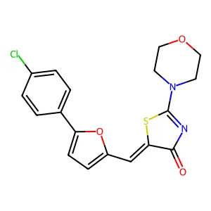 (E)-5-((5-(4-chlorophenyl)furan-2-yl)methylene)-2-morpholinothiazol-4(5H)-one structure