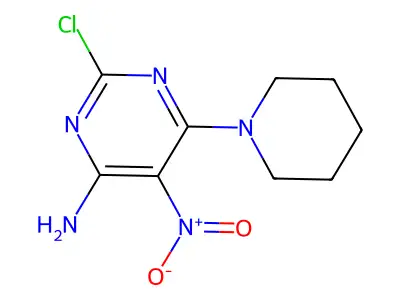 2-Chloro-5-nitro-6-(piperidin-1-yl)pyrimidin-4-amine structure