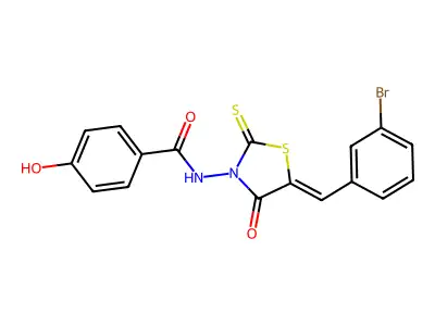 N-[5-[(3-Bromophenyl)methylene]-4-oxo-2-thioxo-3-thiazolidinyl]-4-hydroxybenzamide structure