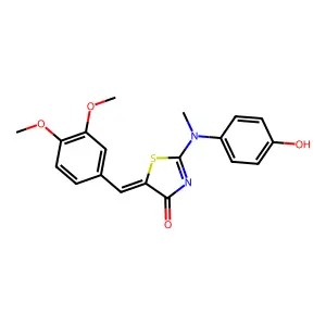 (Z)-5-(3,4-dimethoxybenzylidene)-2-((4-hydroxyphenyl)(methyl)amino)thiazol-4(5H)-one structure