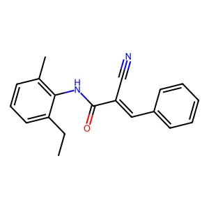 (2E)-2-Cyano-N-(2-ethyl-6-methylphenyl)-3-phenylprop-2-enamide structure