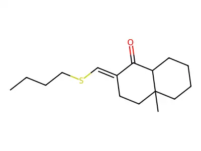 (2E)-2-(butylsulfanylmethylidene)-4a-methyl-4,5,6,7,8,8a-hexahydro-3H-naphthalen-1-one structure