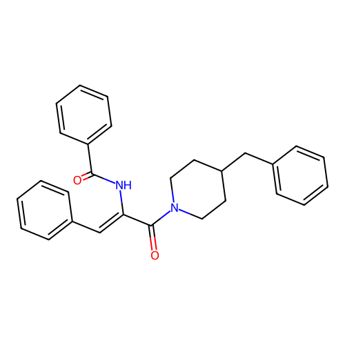 N-[(Z)-3-(4-benzylpiperidin-1-yl)-3-oxo-1-phenylprop-1-en-2-yl]benzamide structure