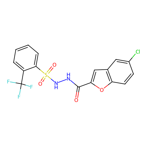 N'-(5-chlorobenzofuran-2-carbonyl)-2-(trifluoromethyl)benzenesulfonohydrazide structure