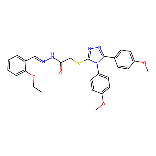2-{[4,5-bis(4-methoxyphenyl)-4H-1,2,4-triazol-3-yl]sulfanyl}-N'-[(E)-(2-ethoxyphenyl)methylidene]acetohydrazide structure