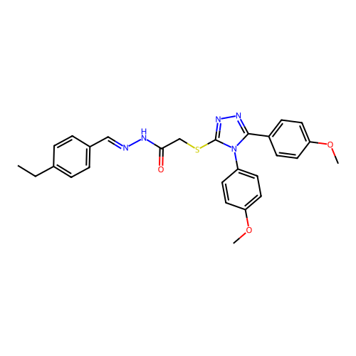 2-{[4,5-bis(4-methoxyphenyl)-4H-1,2,4-triazol-3-yl]sulfanyl}-N'-[(E)-(4-ethylphenyl)methylidene]acetohydrazide structure