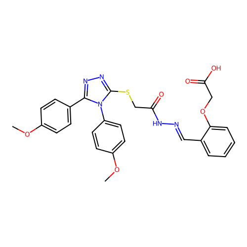 (2-{(E)-[2-({[4,5-bis(4-methoxyphenyl)-4H-1,2,4-triazol-3-yl]sulfanyl}acetyl)hydrazinylidene]methyl}phenoxy)acetic acid structure