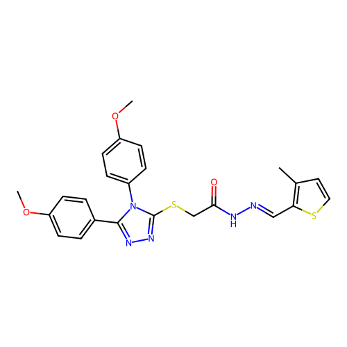 2-{[4,5-bis(4-methoxyphenyl)-4H-1,2,4-triazol-3-yl]sulfanyl}-N'-[(E)-(3-methylthiophen-2-yl)methylidene]acetohydrazide structure