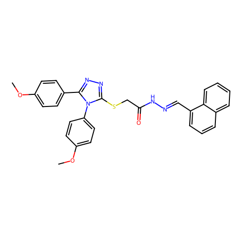 2-{[4,5-bis(4-methoxyphenyl)-4H-1,2,4-triazol-3-yl]sulfanyl}-N'-[(E)-naphthalen-1-ylmethylidene]acetohydrazide structure