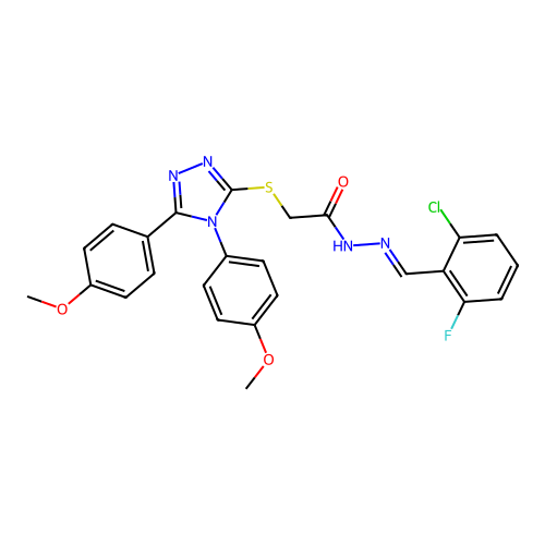 2-{[4,5-bis(4-methoxyphenyl)-4H-1,2,4-triazol-3-yl]sulfanyl}-N'-[(E)-(2-chloro-6-fluorophenyl)methylidene]acetohydrazide structure