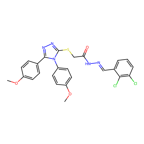 2-{[4,5-bis(4-methoxyphenyl)-4H-1,2,4-triazol-3-yl]sulfanyl}-N'-[(E)-(2,3-dichlorophenyl)methylidene]acetohydrazide structure