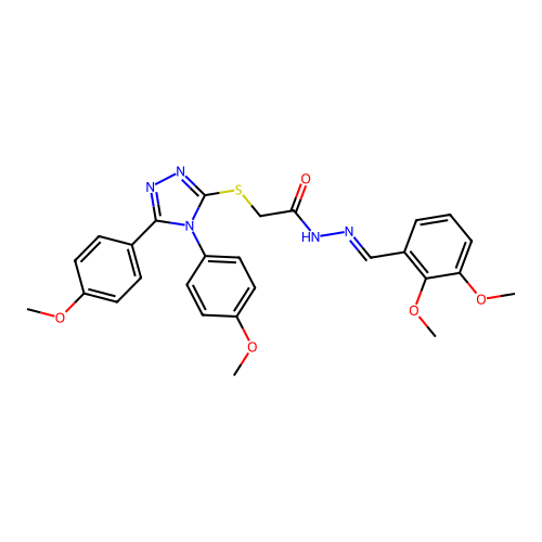 2-{[4,5-bis(4-methoxyphenyl)-4H-1,2,4-triazol-3-yl]sulfanyl}-N'-[(E)-(2,3-dimethoxyphenyl)methylidene]acetohydrazide structure