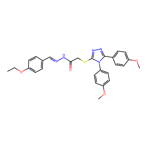 2-{[4,5-bis(4-methoxyphenyl)-4H-1,2,4-triazol-3-yl]sulfanyl}-N'-[(E)-(4-ethoxyphenyl)methylidene]acetohydrazide structure