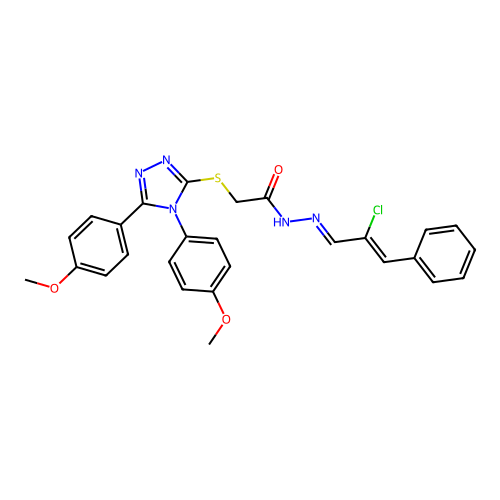 2-{[4,5-bis(4-methoxyphenyl)-4H-1,2,4-triazol-3-yl]sulfanyl}-N'-[(1E,2Z)-2-chloro-3-phenylprop-2-en-1-ylidene]acetohydrazide structure