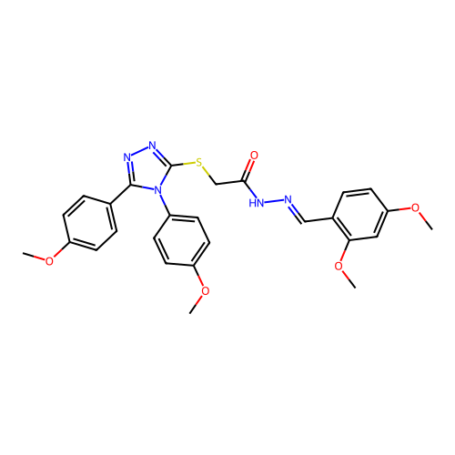 2-{[4,5-bis(4-methoxyphenyl)-4H-1,2,4-triazol-3-yl]sulfanyl}-N'-[(E)-(2,4-dimethoxyphenyl)methylidene]acetohydrazide structure