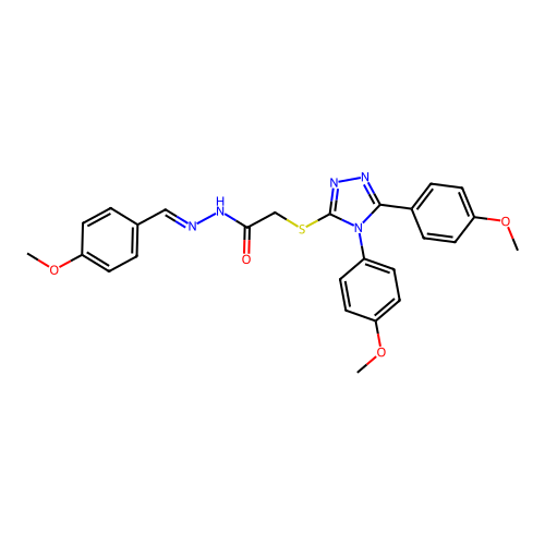 2-{[4,5-bis(4-methoxyphenyl)-4H-1,2,4-triazol-3-yl]sulfanyl}-N'-[(E)-(4-methoxyphenyl)methylidene]acetohydrazide structure