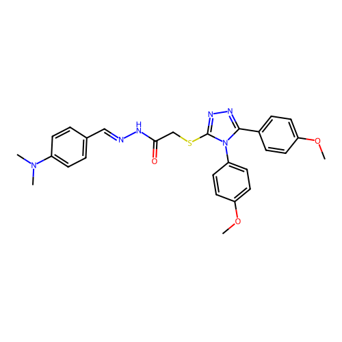 2-{[4,5-bis(4-methoxyphenyl)-4H-1,2,4-triazol-3-yl]sulfanyl}-N'-{(E)-[4-(dimethylamino)phenyl]methylidene}acetohydrazide structure