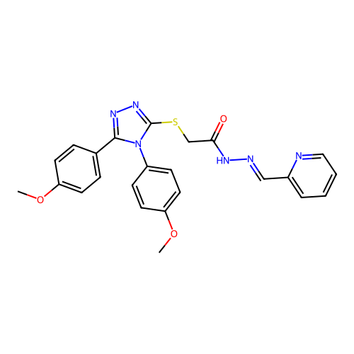 2-{[4,5-bis(4-methoxyphenyl)-4H-1,2,4-triazol-3-yl]sulfanyl}-N'-[(E)-pyridin-2-ylmethylidene]acetohydrazide structure