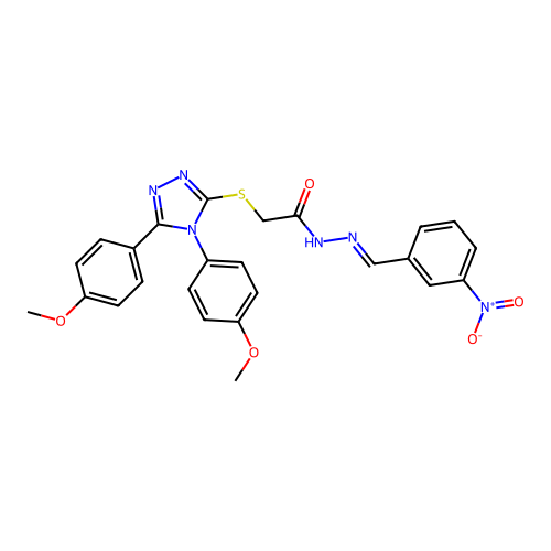 2-{[4,5-bis(4-methoxyphenyl)-4H-1,2,4-triazol-3-yl]sulfanyl}-N'-[(E)-(3-nitrophenyl)methylidene]acetohydrazide structure