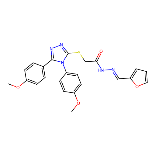 2-{[4,5-bis(4-methoxyphenyl)-4H-1,2,4-triazol-3-yl]sulfanyl}-N'-[(E)-furan-2-ylmethylidene]acetohydrazide structure