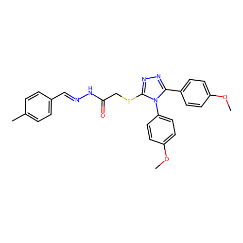 2-{[4,5-bis(4-methoxyphenyl)-4H-1,2,4-triazol-3-yl]sulfanyl}-N'-[(E)-(4-methylphenyl)methylidene]acetohydrazide structure