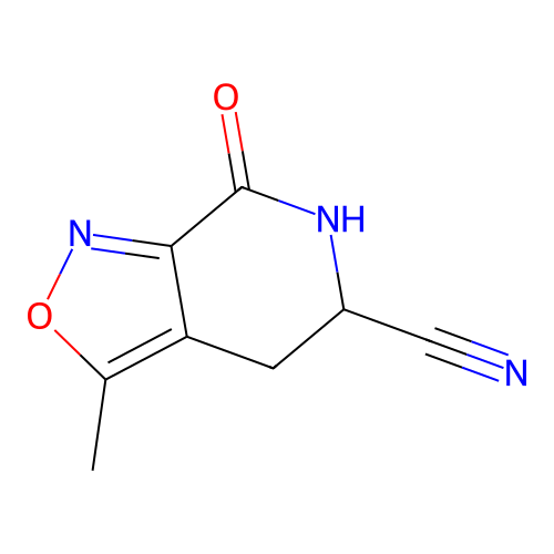 3-methyl-7-oxo-5,6-dihydro-4H-[1,2]oxazolo[3,4-c]pyridine-5-carbonitrile structure