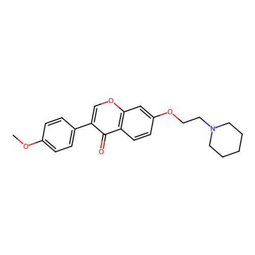 3-(4-methoxyphenyl)-7-(2-(piperidin-1-yl)ethoxy)-4H-chromen-4-one structure