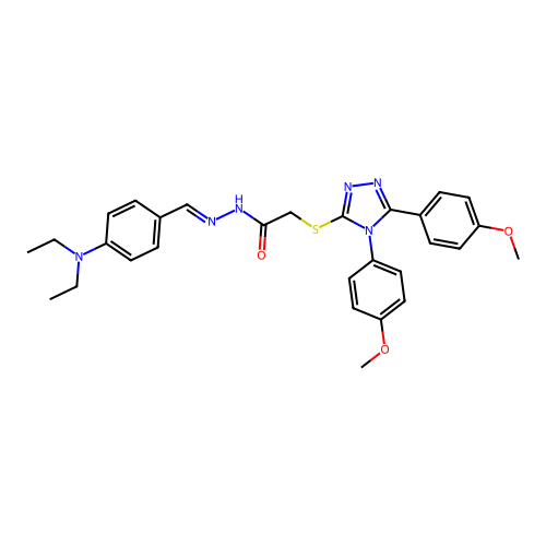 2-{[4,5-bis(4-methoxyphenyl)-4H-1,2,4-triazol-3-yl]sulfanyl}-N'-{(E)-[4-(diethylamino)phenyl]methylidene}acetohydrazide structure