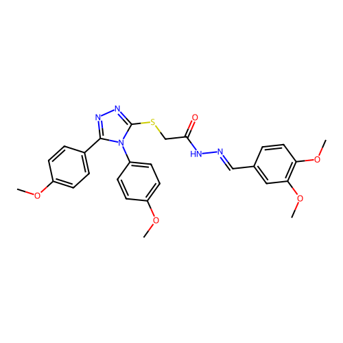 2-{[4,5-bis(4-methoxyphenyl)-4H-1,2,4-triazol-3-yl]sulfanyl}-N'-[(E)-(3,4-dimethoxyphenyl)methylidene]acetohydrazide structure