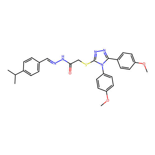2-{[4,5-bis(4-methoxyphenyl)-4H-1,2,4-triazol-3-yl]sulfanyl}-N'-{(E)-[4-(propan-2-yl)phenyl]methylidene}acetohydrazide structure