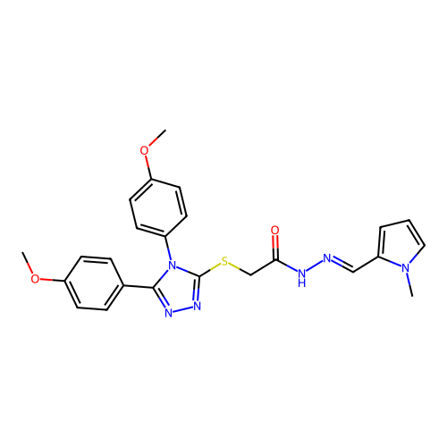 2-{[4,5-bis(4-methoxyphenyl)-4H-1,2,4-triazol-3-yl]sulfanyl}-N'-[(E)-(1-methyl-1H-pyrrol-2-yl)methylidene]acetohydrazide structure