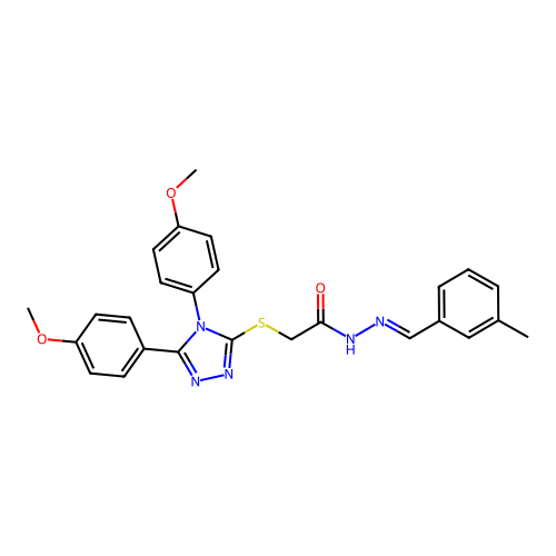 2-{[4,5-bis(4-methoxyphenyl)-4H-1,2,4-triazol-3-yl]sulfanyl}-N'-[(E)-(3-methylphenyl)methylidene]acetohydrazide structure