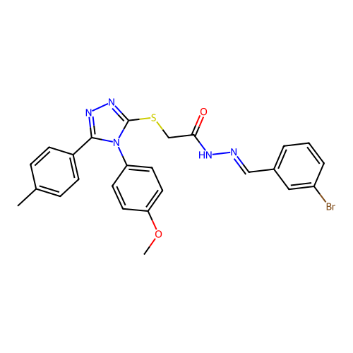 N'-[(E)-(3-bromophenyl)methylidene]-2-{[4-(4-methoxyphenyl)-5-(4-methylphenyl)-4H-1,2,4-triazol-3-yl]sulfanyl}acetohydrazide structure