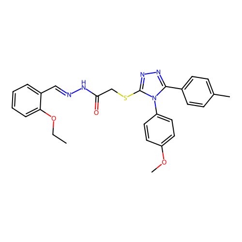N'-[(E)-(2-ethoxyphenyl)methylidene]-2-{[4-(4-methoxyphenyl)-5-(4-methylphenyl)-4H-1,2,4-triazol-3-yl]sulfanyl}acetohydrazide structure