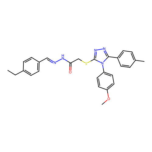 N'-[(E)-(4-ethylphenyl)methylidene]-2-{[4-(4-methoxyphenyl)-5-(4-methylphenyl)-4H-1,2,4-triazol-3-yl]sulfanyl}acetohydrazide structure
