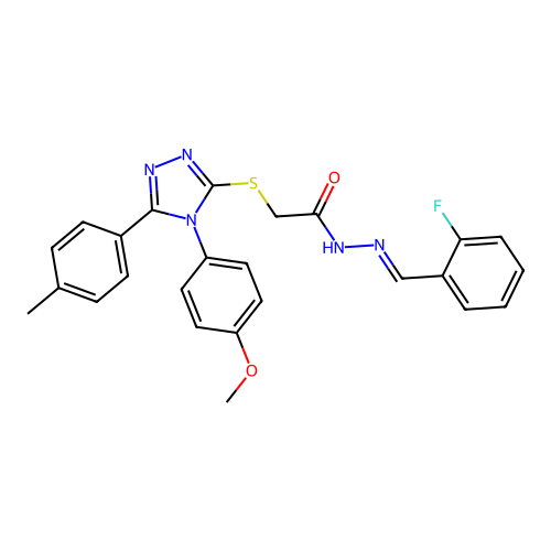 N'-[(E)-(2-fluorophenyl)methylidene]-2-{[4-(4-methoxyphenyl)-5-(4-methylphenyl)-4H-1,2,4-triazol-3-yl]sulfanyl}acetohydrazide structure