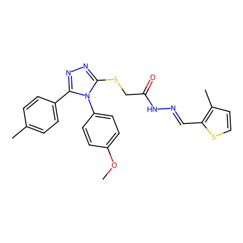 2-{[4-(4-methoxyphenyl)-5-(4-methylphenyl)-4H-1,2,4-triazol-3-yl]sulfanyl}-N'-[(E)-(3-methylthiophen-2-yl)methylidene]acetohydrazide structure