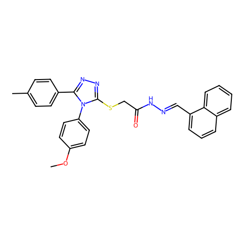 2-{[4-(4-methoxyphenyl)-5-(4-methylphenyl)-4H-1,2,4-triazol-3-yl]sulfanyl}-N'-[(E)-naphthalen-1-ylmethylidene]acetohydrazide structure