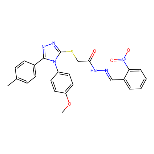 2-{[4-(4-methoxyphenyl)-5-(4-methylphenyl)-4H-1,2,4-triazol-3-yl]sulfanyl}-N'-[(E)-(2-nitrophenyl)methylidene]acetohydrazide structure