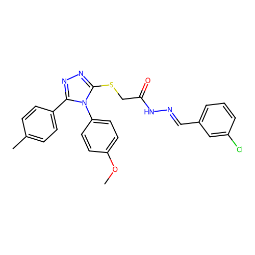 N'-[(E)-(3-chlorophenyl)methylidene]-2-{[4-(4-methoxyphenyl)-5-(4-methylphenyl)-4H-1,2,4-triazol-3-yl]sulfanyl}acetohydrazide structure